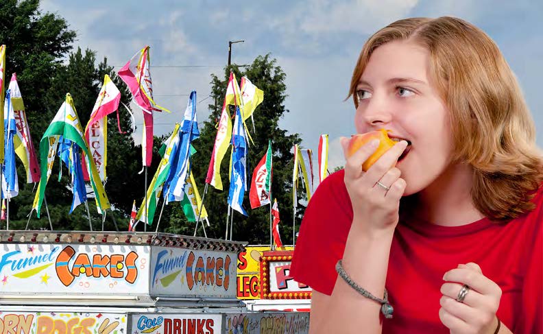 Woman eating candy apple