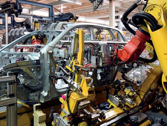 Car being built in the factory