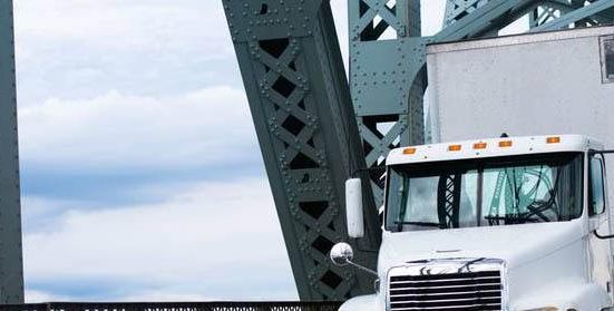 Trucks on bridge