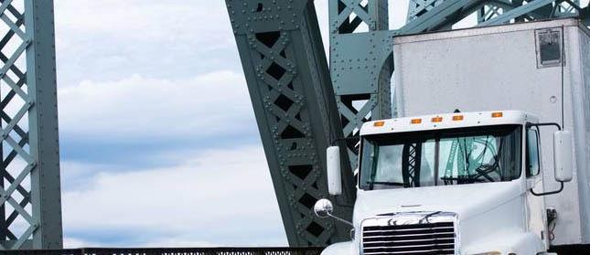 Trucks on bridge