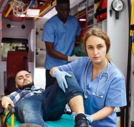 paramedics with an injured man