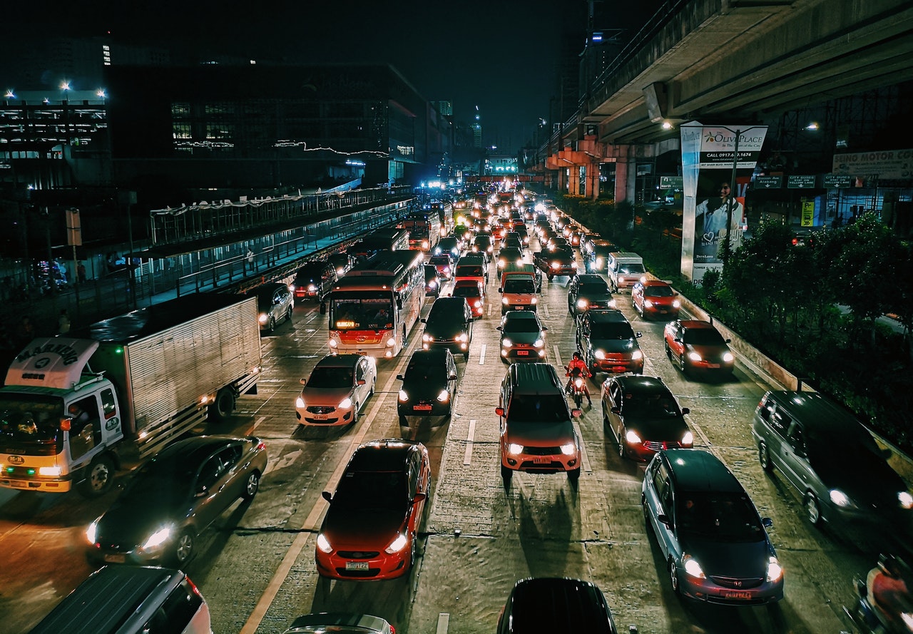 Trucks stuck in traffic