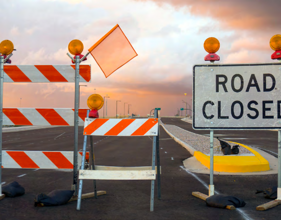 Road closed sign