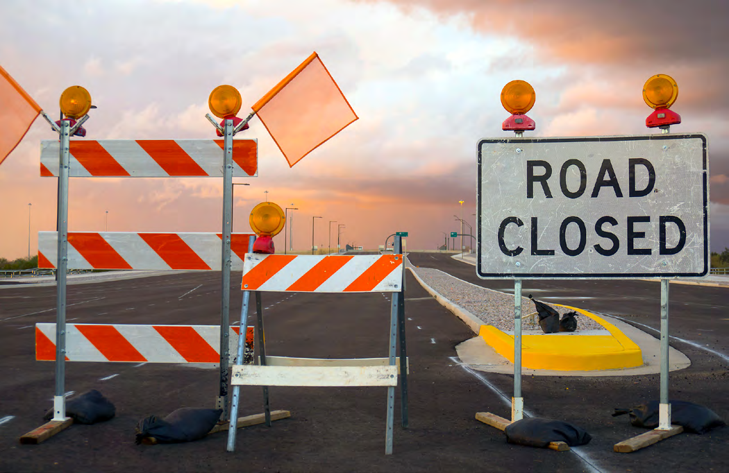 Road closed sign