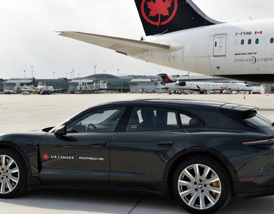 porsche and aircanada plane