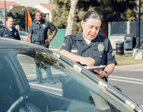 Police office at a car window